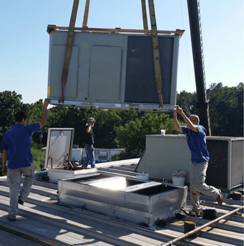 Man working on HVAC system