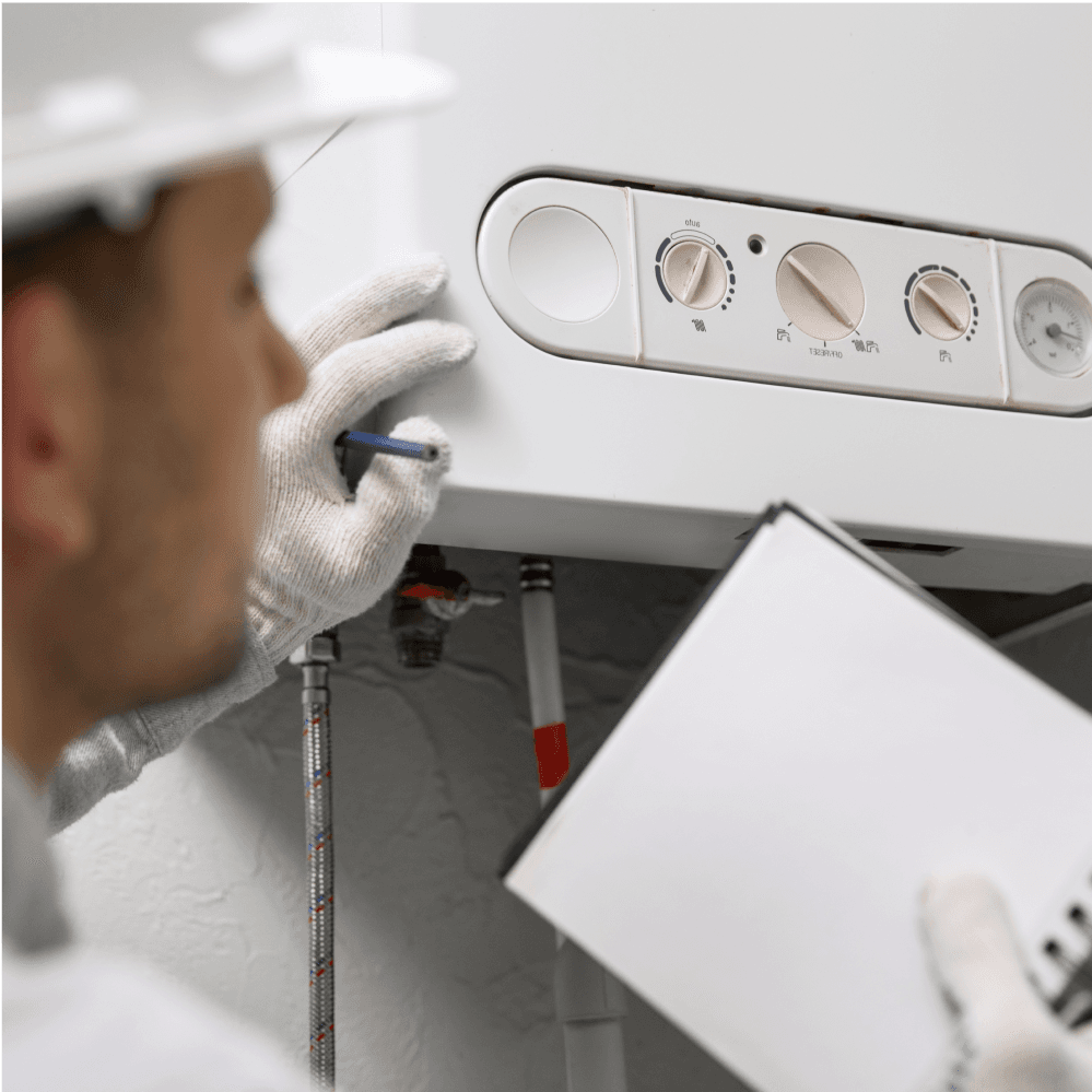 Man working on HVAC system