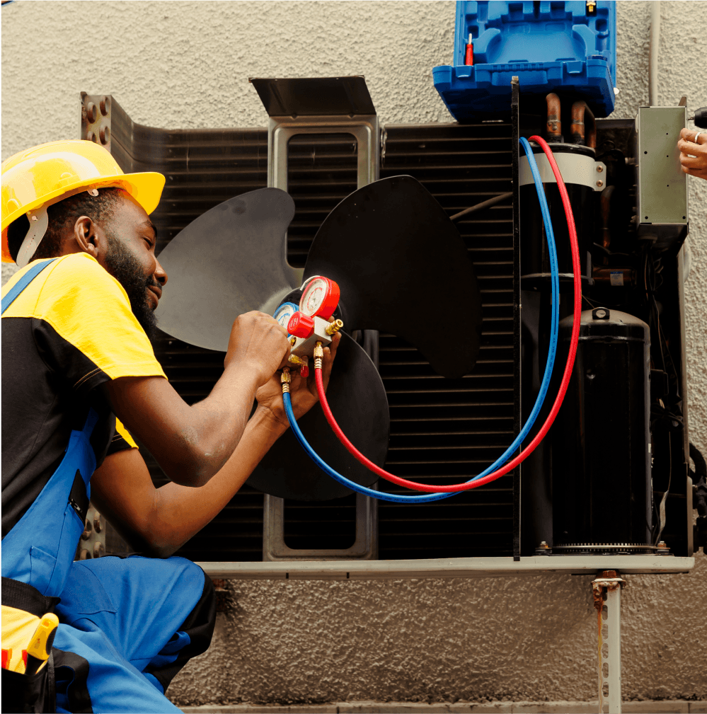 Man working on HVAC system